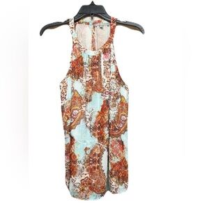 Daniel Rainn Brown and Blue Asymmetrical Tank Top Size Medium